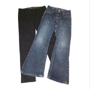2 Pair Girls Jeans Studded Candies Bootcut and Gymboree Black Super Skinny